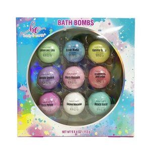 BATH BOMB GIFT SET by Body Earth 9 Pieces Shea Butter & Coconut Oil 9 Scents